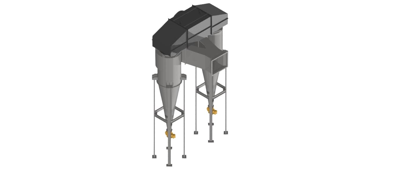 Cyclone separator — first-stage dust separation on dryer exhaust gas for mining applications