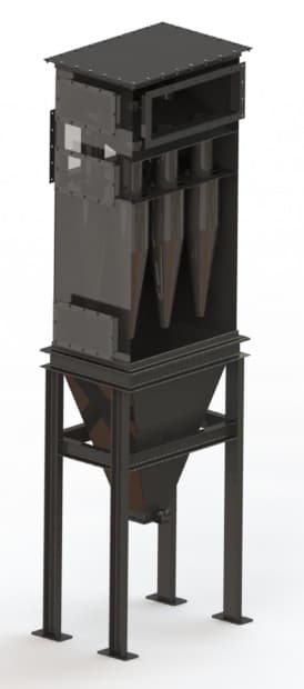 Multicyclone separator — coarse dust pre-collection before bag filter on cement and mineral plants